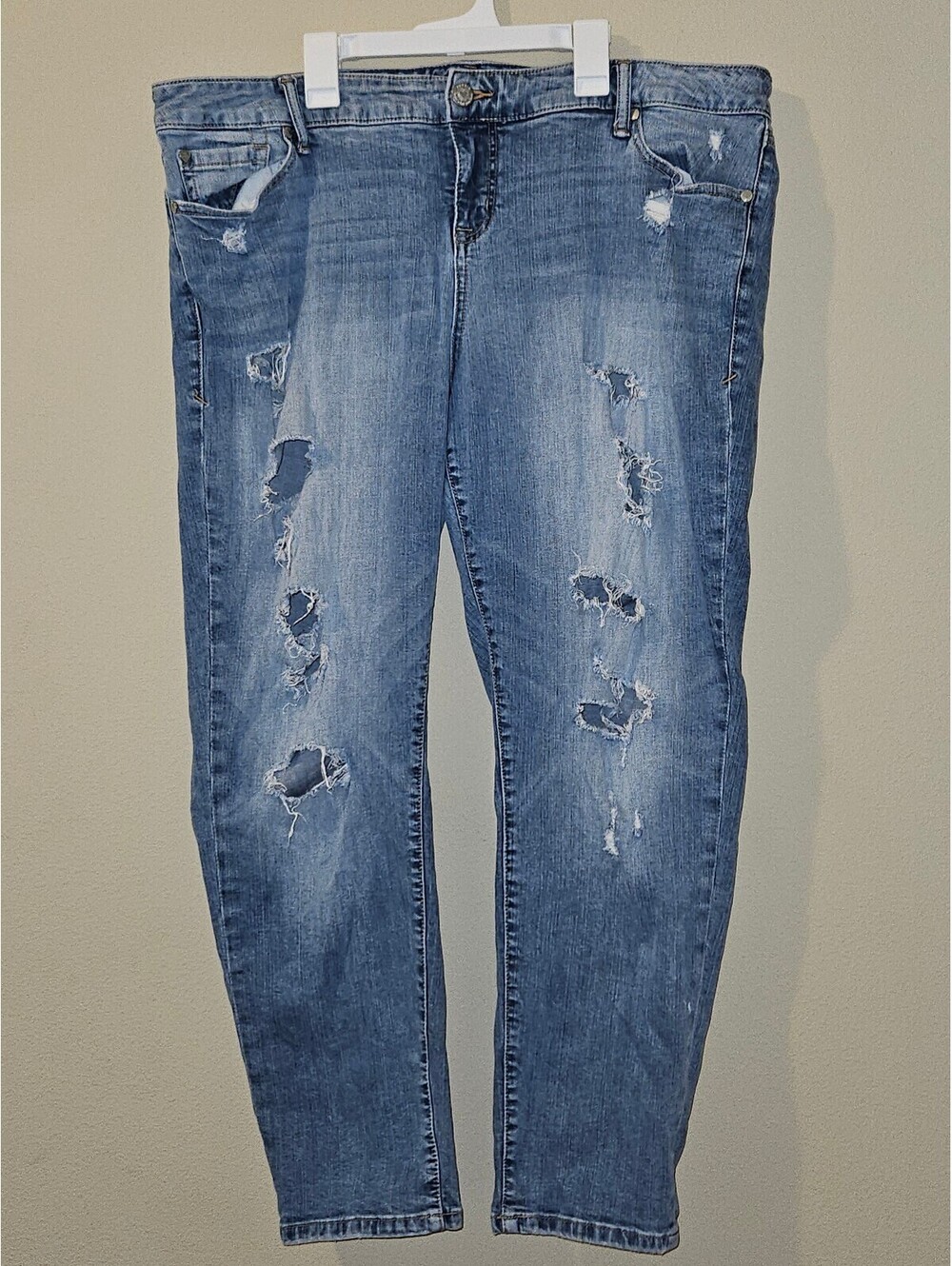 Torrid Jeans 18T Womens Blue Distressed Ripped Skinny Slim Denim Stretch Tall